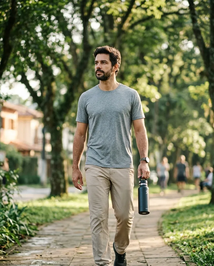 Pessoa em caminhada ao ar livre — jornada de avaliação e prevenção da FORMAN
