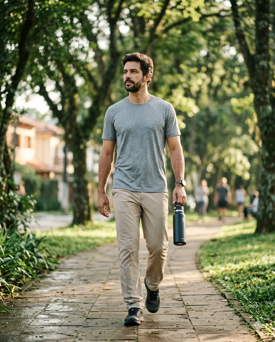 Pessoa em caminhada ao ar livre — jornada de avaliação e prevenção da FORMAN